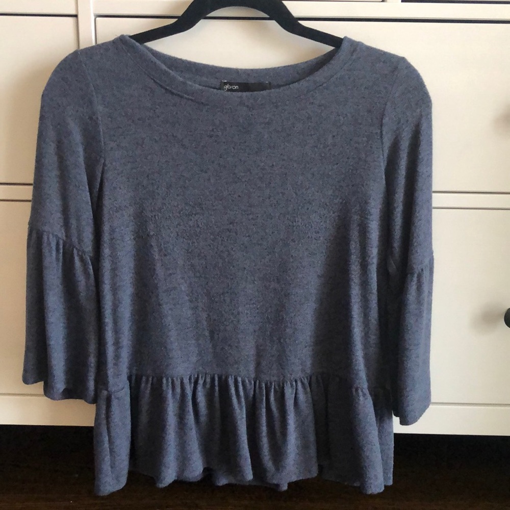 Gibson Petite XS Peplum Blue Top